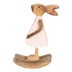 Clayre & Eef Dekorativní dřevěná figurka houpací zajíček 14x25 cm