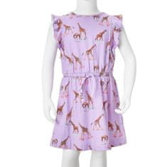 Vidaxl Dětské šaty s volánkovým rukávem a stahovací šňůrkou lila 92