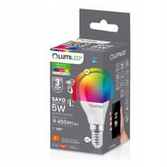 LUMILED Chytrá LED žárovka E14 P40 5W = 40W 450lm RGB CCT + BÍLÁ WIFI TUYA SMART