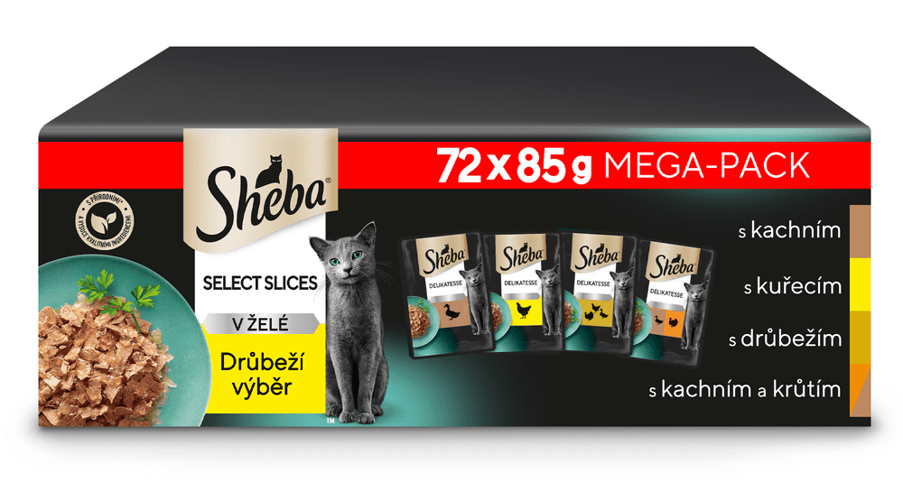 Levně Sheba kapsičky drůbeží výběr ve šťávě pro dospělé kočky 72× 85 g