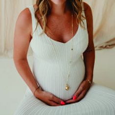 Bola těhotenská rolnička s náramkem Nature stone beads and mum/baby charm in gold