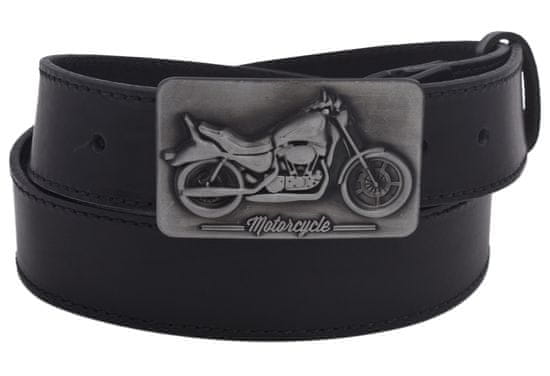 MERCUCIO Pánský kožený opasek 740-40-108 černý šitý přezka Motorcycle