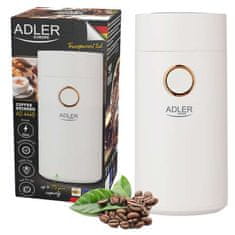 WOWO Elektrický Mlýnek na Kávu Adler AD 4446wg, Herb Ořech, Bílé Zlato, 150W