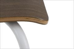 STEMA Židle WERDI A v tmavě hnědé barvě na bílém práškově lakovaném rámu. Pro domácnost, kancelář, restauraci a hotel. Tloušťka překližky kbelíku cca 11 mm. Židle má certifikát pevnosti.