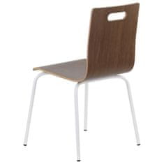 STEMA Židle WERDI A v tmavě hnědé barvě na bílém práškově lakovaném rámu. Pro domácnost, kancelář, restauraci a hotel. Tloušťka překližky kbelíku cca 11 mm. Židle má certifikát pevnosti.