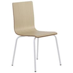 STEMA Židle WERDI B v světle hnědé barvě na bílém práškově lakovaném rámu. Pro domácnost, kancelář, restauraci a hotel. Tloušťka překližky kbelíku cca 11 mm. Židle má certifikát pevnosti.