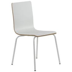 STEMA Židle WERDI B v bílé barvě na bílém práškově lakovaném rámu. Pro domácnost, kancelář, restauraci a hotel. Tloušťka překližky kbelíku cca 11 mm. Židle má certifikát pevnosti.