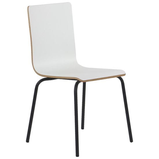 STEMA Židle WERDI B v bílé barvě na černém práškově lakovaném rámu. Pro domácnost, kancelář, restauraci a hotel. Tloušťka překližky kbelíku cca 11 mm. Židle má certifikát pevnosti.