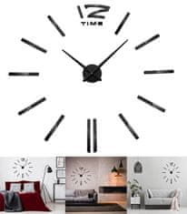 GORDON Designové 3D nalepovací hodiny 130 cm, černá