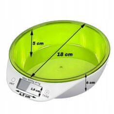 GORDON G82 Digitální kuchyňská váha s miskou 5 kg, bílo-zelená