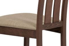 Autronic Dřevěná jídelní židle Jídelní židle, masiv buk, barva ořech, látkový béžový potah (BC-2602 WAL)