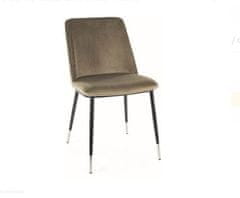 Signal Moderní jídelní židle JILL Velvet černá/chrom/oliva Bluvel 77