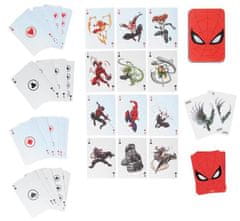 CurePink Hrací karty v boxu Marvel|Spiderman: Face Symbol (8 x 11 x 3 cm)