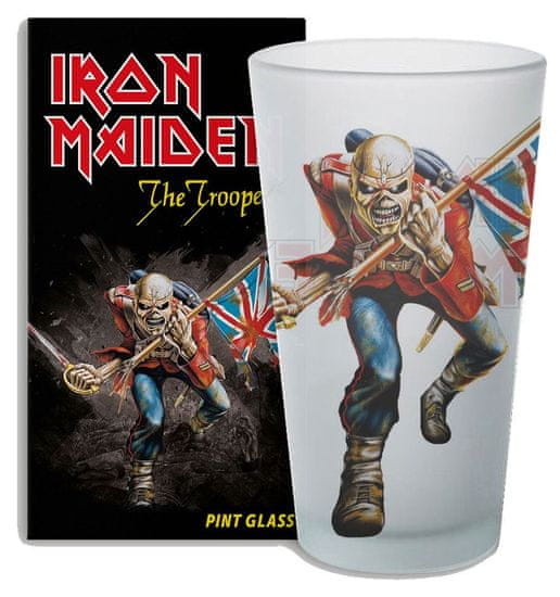 CurePink Sklenice Iron Maiden: The Trooper (objem 500 ml)