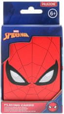 CurePink Hrací karty v boxu Marvel|Spiderman: Face Symbol (8 x 11 x 3 cm)