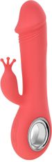 XSARA Silikonový vibrátor se stimulátorem klitorisu voděodolný masažér - 7 sex funkcí + 2 vibrační systémy - 71901310