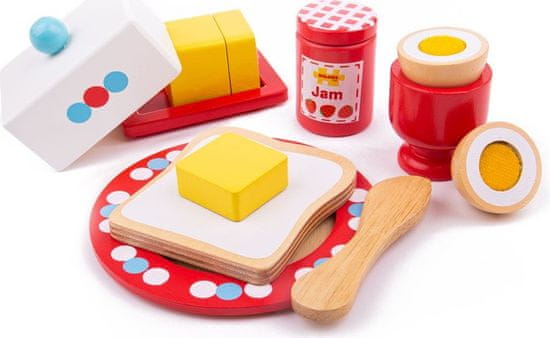Bigjigs Toys Dřevěný set snídaně BREAKFAST vícebarevný