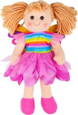 Bigjigs Toys Látková panenka VÍLA CHLOE 34 cm růžová