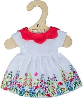 Bigjigs Toys Šaty s límečkem pro panenky SOFT 28 cm bílé/vícebarevné