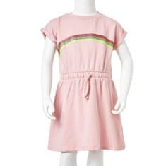 Vidaxl Dětské šaty se stahovací šňůrkou světle růžové 128