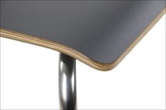 STEMA Židle WERDI A v šedé barvě na nerezovém rámu. Pro domácnost, kancelář, restauraci a hotel. Tloušťka překližky kbelíku cca 11 mm. Židle má certifikát pevnosti.