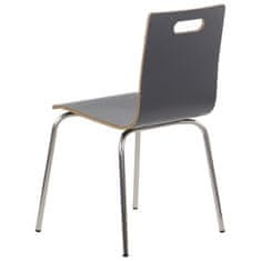 STEMA Židle WERDI A v šedé barvě na nerezovém rámu. Pro domácnost, kancelář, restauraci a hotel. Tloušťka překližky kbelíku cca 11 mm. Židle má certifikát pevnosti.