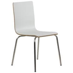 STEMA Židle WERDI B v bílé barvě na nerezovém rámu. Pro domácnost, kancelář, restauraci a hotel. Tloušťka překližky kbelíku cca 11 mm. Židle má certifikát pevnosti.