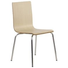 STEMA Židle WERDI B v světle hnědé barvě na nerezovém rámu. Pro domácnost, kancelář, restauraci a hotel. Tloušťka překližky kbelíku cca 11 mm. Židle má certifikát pevnosti.