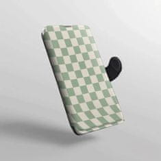 Mobiwear Knížkové flip pouzdro - Samsung Galaxy A30s - VA58S Zelená a béžová šachovnice
