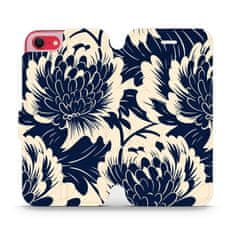 Mobiwear Knížkové flip pouzdro - Apple iPhone 7 / 8 / SE 2020 / SE 2022 - VA40S Modré a béžové květy