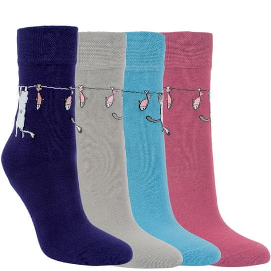 RS zdravotní barevné kočičí ponožky bez gumiček 12042 4pack
