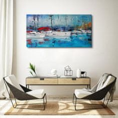 COLORAY.CZ Obraz na plátně Přístavní lodě modrá voda 120x60 cm