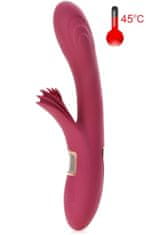 XSARA Nahřívaný do 45°c vibrátor s elastickým tělem a jazýčky na klitoris - 10 funkcí, 2 silné systémy - 76050158
