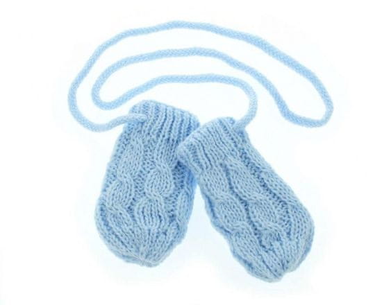 Baby Nellys Zimní pletené kojenecké rukavičky se vzorem - sv. modré, Baby Nellys
