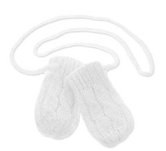 Baby Nellys Zimní pletené kojenecké rukavičky se vzorem - bílé, Baby Nellys