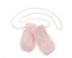 Baby Nellys Zimní pletené kojenecké rukavičky se vzorem - sv. růžové, Baby Nellys