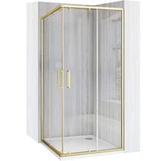 BPS-koupelny Čtvercový sprchový kout REA City 80x80 zlatá kartáčovaná + sprchová vanička Savoy bílá