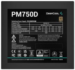 DEEPCOOL zdroj PM750D / 750W / ATX / 120 mm fan / 80 Plus Gold