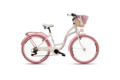 Goetze Mood dámské jízdní kolo, kola 26”, výška 150-165 cm, 6-rychlostní, bílé růžové