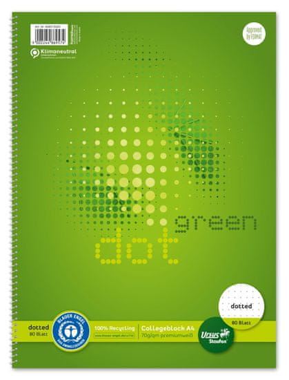 Ursus Green Blok s boční vazbou College - A4, 80 listů, tečkovaný