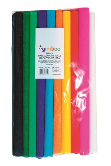 Gimboo Krepový papír - role 25 x 200 cm, mix barev, 10 ks