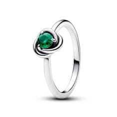 Pandora Stříbrný prsten se zeleným krystalem Květnový měsíční kámen 192993C05 (Obvod 52 mm)