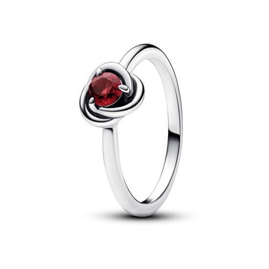 Pandora Stříbrný prsten s červeným krystalem Červencový kámen věčnosti 192993C07