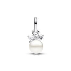 Pandora Stříbrný mini přívěsek Andělíček s perlou ME 793108C01