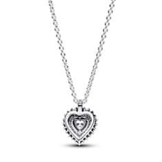Pandora Stříbrný náhrdelník s třpytivým srdíčkem Timeless 393099C01-45