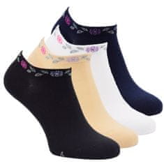 Zdravé Ponožky dámské jednobarevné bavlněné ponožky vzorovaný lem 6401124 4pack, 35-38