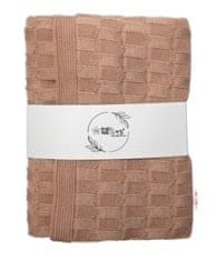 Baby Nellys Luxusní bavlněná pletená deka, dečka CUBE, 80 x 100 cm - béžová