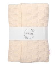 Baby Nellys Luxusní bavlněná pletená deka, dečka CUBE, 80 x 100 cm - ecru