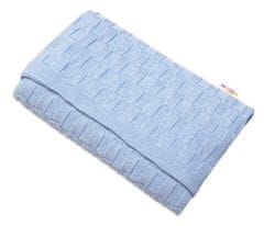 Baby Nellys Luxusní bavlněná pletená deka, dečka CUBE, 80 x 100 cm - sv. modrá