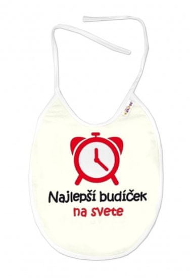 Baby Nellys Nepromokavý bryndáček, 24 x 27 cm - Najlepší budíček na svete - smetanový